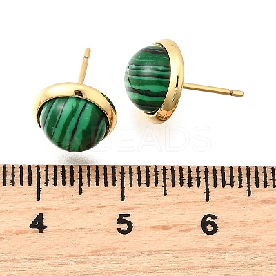 Brass Half Round Stud Earrings EJEW-Z124-03G-1