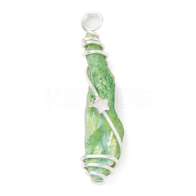 Electroplated Raw Rough Natural Quartz Crystal Copper Wire Wrapped Pendants PALLOY-JF02412-02-1
