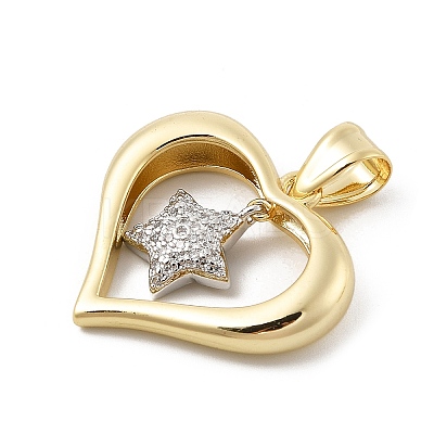 Brass Micro Pave Cubic Zirconia Pendants KK-U047-23G-01-1