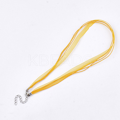 Waxed Cord and Organza Ribbon Necklace Making NCOR-T002-112-1