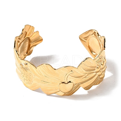 304 Stainless Steel Cuff Bangles for Women BJEW-L719-01A-G-1
