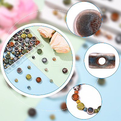 70Pcs 8 Styles Handmade Porcelain Beads PORC-YW0001-50-1