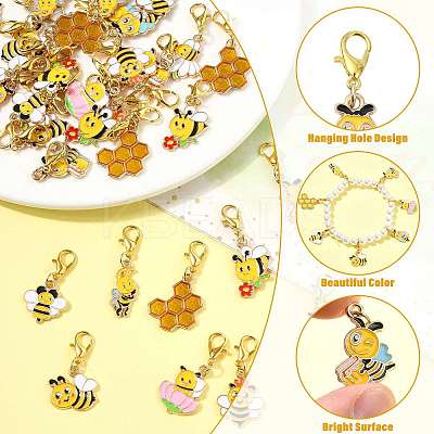 40Pcs 10 Style Alloy Enamel Pendant Decorations HJEW-FS00064-1