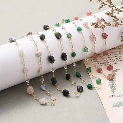 Nuggets Natural Gemstone Beaded Necklaces NJEW-JN03188-1