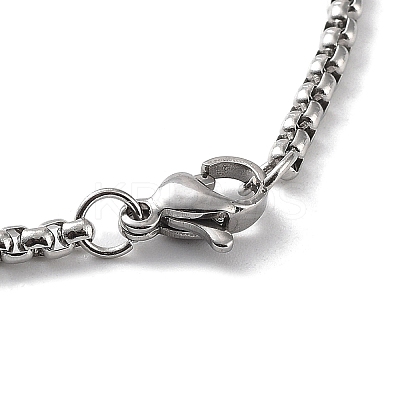 Crystal Rhinestone Flat Round with Hexgon Pendant Necklace with 201 Stainless Steel Box Chains NJEW-K253-11P-1