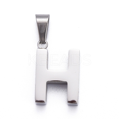 Non-Tarnish 304 Stainless Steel Letter Pendants STAS-H127-H-P-1