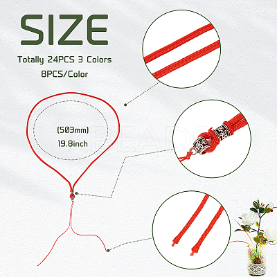 24Pcs 3 Colors Cotton Cord Braided Necklace Making FIND-TA0003-30-1