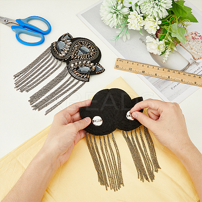 2Pcs Iron & Felt Fashion Tassel Epaulette AJEW-FH0004-04A-1