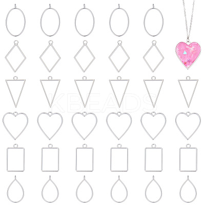 36Pcs 6 Styles Alloy Open Back Bezel Pendants FIND-UN0003-24-1