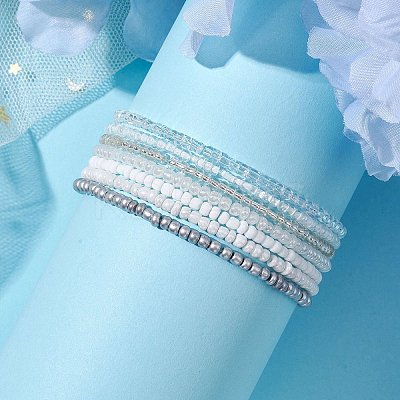 7Pcs 7 Styles Galss Stretch Bracelets BJEW-JB10384-1