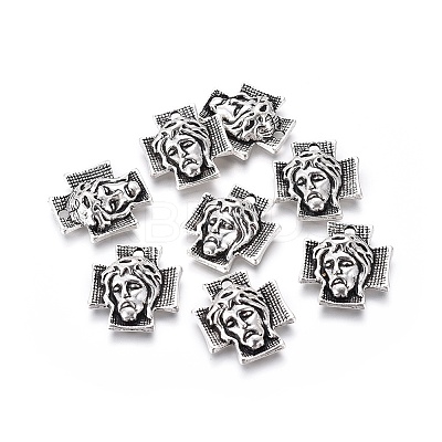 Tibetan Style Alloy Cross with Jesus Alloy Pendants for Easter Jewelry LS-LF10674Y-NF-1