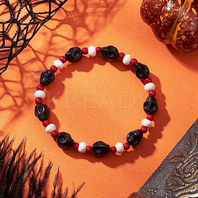 Synthetic Turquoise & Glass Seed Beads Bracelets BJEW-JB12170-01-1
