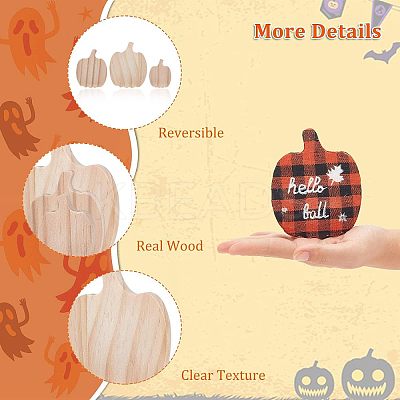 12Pcs 3 Style Halloween Theme Unfinished Wood Decorative Supplies DIY-OC0004-14-1