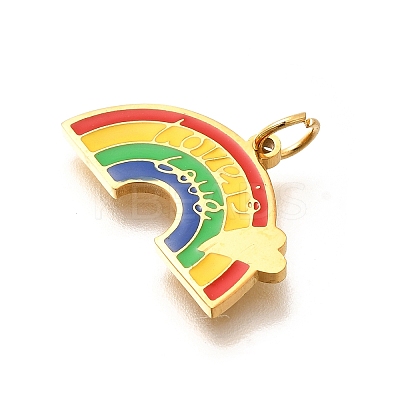 Pride 304 Stainless Steel Enamel Pendants STAS-B079-01G-12-1