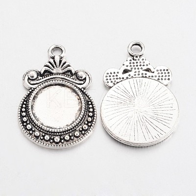 Tibetan Style Zinc Alloy Flat Round Pendant Cabochons Settings LS-X-TIBEP-R334-252AS-RS-1