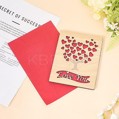 Valentine's Day Wooden Greeting Cards DIY-CP0011-91C-1