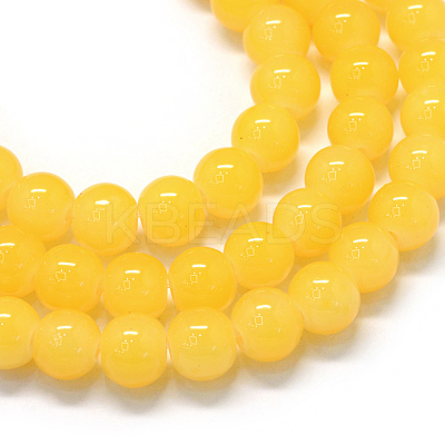 Baking Paint Imitation Jade Glass Round Bead Strands X-DGLA-Q021-6mm-30-1