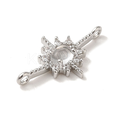 Brass Pave Clear Cubic Zirconia Star Links Connector Charms LS-KK-K371-06P-1