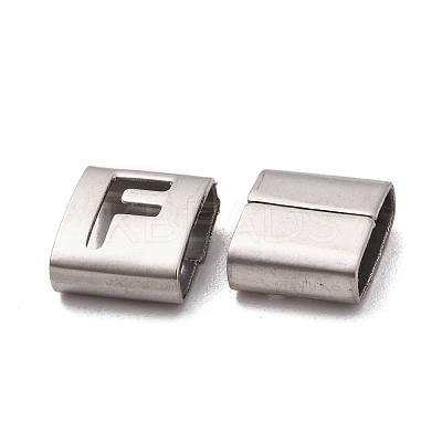 Tarnish Resistant Letter Style 201 Stainless Steel Square Slide Charms STAS-L132-M-1