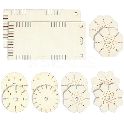 12Pcs 6 Styles Wood Braiding Disks AJEW-GA0009-99-1