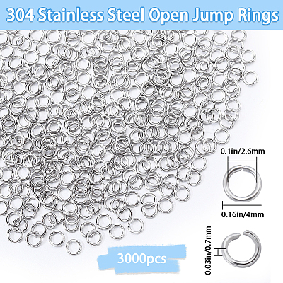 304 3000pcs Stainless Steel Open Jump Rings STAS-SP0001-63C-1