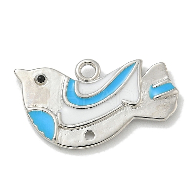 Platinum Brass Enamel Robin Bird Pendants KK-L224-060P-02-1