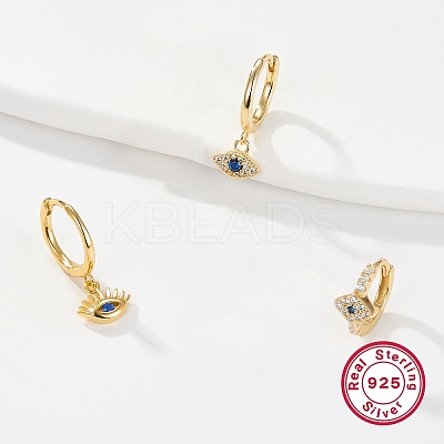 3 Pcs 3 Style Cubic Zirconia Horse Eye Dangle Hoop & Stud Earrings Set EJEW-F317-02G-1