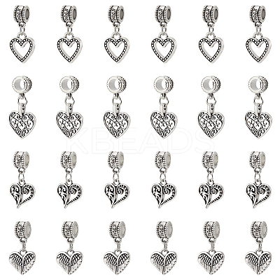 32Pcs 4 Styles  Tibetan Style Alloy European Dangle Charms FIND-UN0015-62-1
