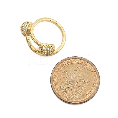 Brass Micro Pave Cubic Zirconia Open Cuff Rings for Women LS-RJEW-F171-02G-1