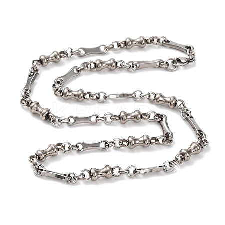 201 Stainless Steel Bone Link Chain Necklace NJEW-F222-22P-1