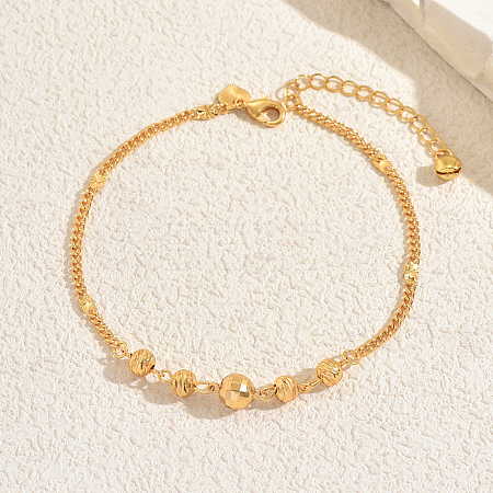 Beach Brass Round Beaded Anklets for Vacation and Summer BC8188-3-1