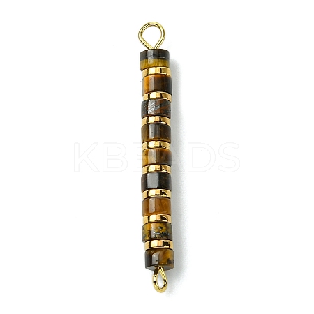 Natural Tiger Eye & Electroplated Synthetic Non-magnetic Hematite Heishi Connector Charms PALLOY-JF03291-06-1