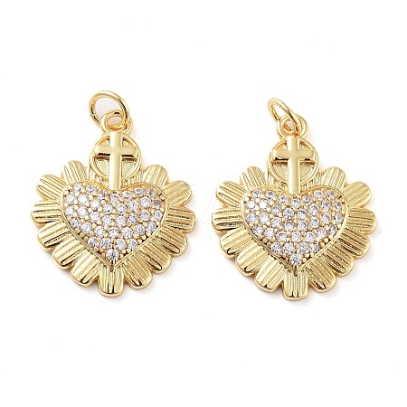 Rack Plating Brass Micro Pave Cubic Clear Zirconia Pendants KK-M280-12G-1