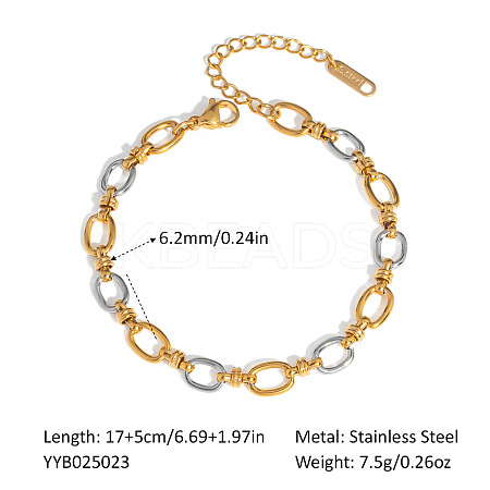 Stainless Steel Oval Link Chain Bracelets for Women QE8040-3-1