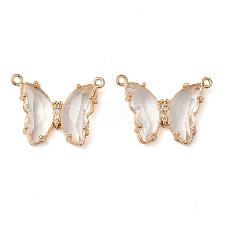 Brass Pave Faceted Glass Connector Charms FIND-Z020-03K-1