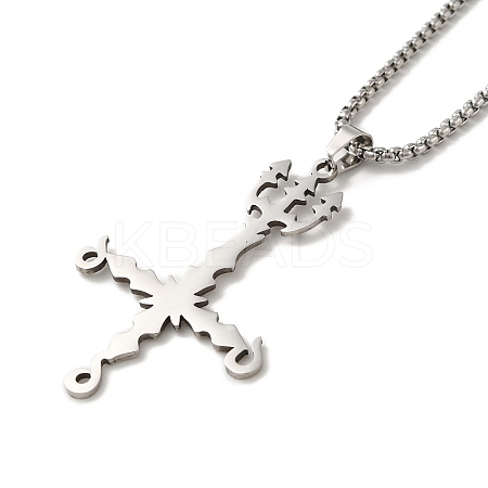 Non-Tarnish Cross Pendant Necklaces NJEW-C044-04P-1