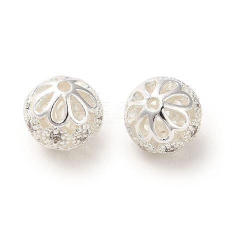 Rack Plating Brass Pave Cubic Zirconia Beads KK-M285-32C-S-1