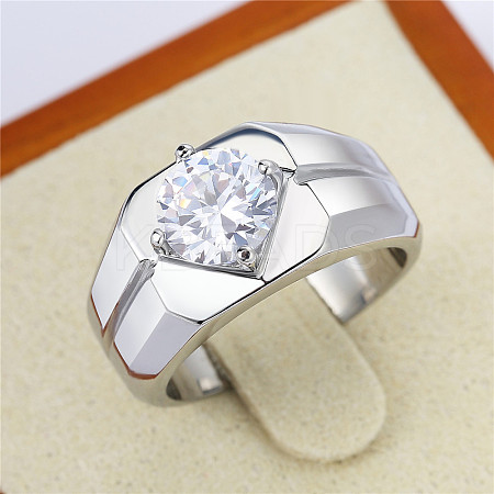 304 Stainless Steel Pave Clear Cubic Zirconia Finger Rings for Men FS-WG96A01-02-1