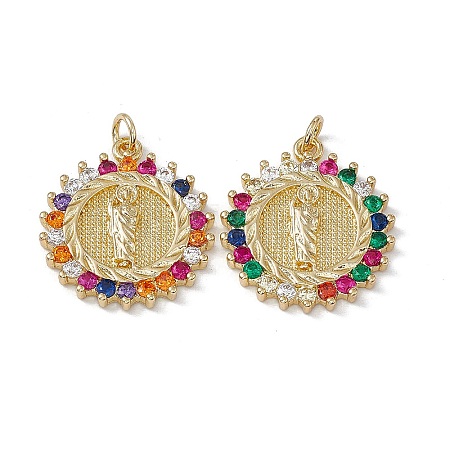 Brass Colorful Cubic Zirconia Pendants KK-E068-VA035-2-1