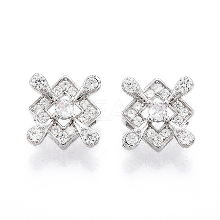 925 Sterling Silver Micro Pave Clear Cubic Zirconia Slide Charms STER-T007-145P-1