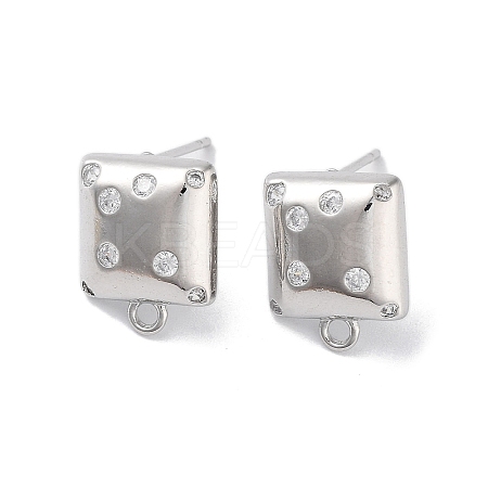 Brass Micro Pave Cubic Zirconia Stud Earring Findings KK-E107-12P-1