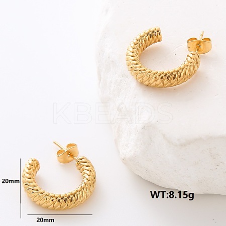 Stainless Steel C-Shaped Stud Earrings CQ6723-1-1