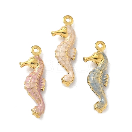 304 Stainless Steel Enamel Pendants STAS-G362-07G-1