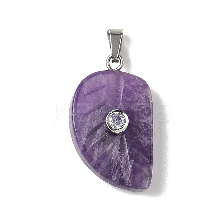 Natural Amethyst Carved Pendants G-P599-04P-08-1