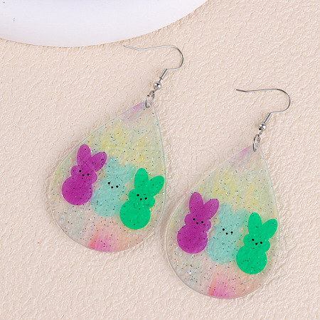 Easter Printed Acrylic Dangle Earrings FS-WGDC384-08-1