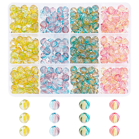 Two Tone Transparent Spray Painted Acrylic Corrugated Beads ACRP-FH0001-01-1