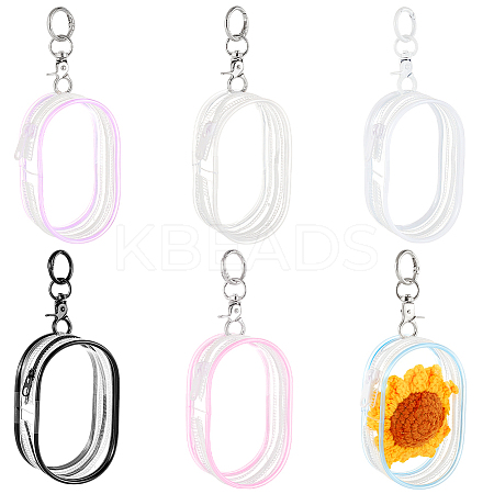 6Pcs 6 Colors Portable Travel Transparent Plastic Zipper Bags with Alloy Clasps ABAG-GA0001-29B-1