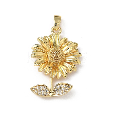 Brass Micro Pave Clear Cubic Zirconia Pendants KK-F924-12G-1
