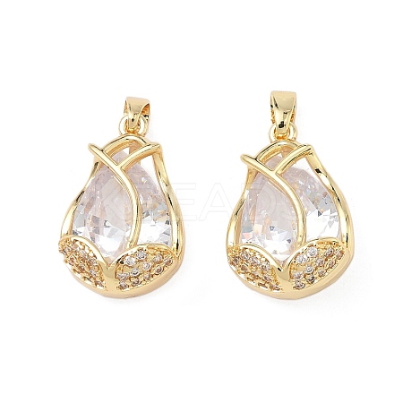 Brass Micro Pave Cubic Zirconia Pendants KK-L256-06G-1