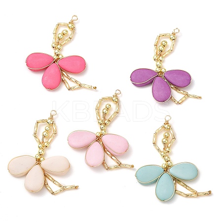 Handmade Electroplated Synthetic Non-magnetic Hematite & Glass Big Pendants PALLOY-JF02960-1